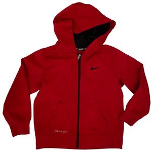NIKE Classic Red Therma-Fit Front Zip Closure Athletic Hoodie Jacket Boys Size 4